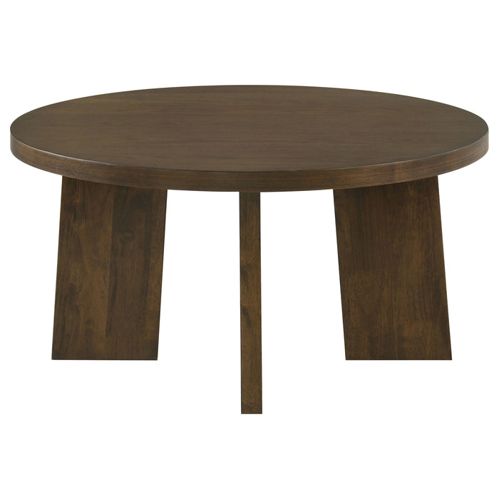 Strouse 3-Piece Round Coffee and End Table Set in Walnut