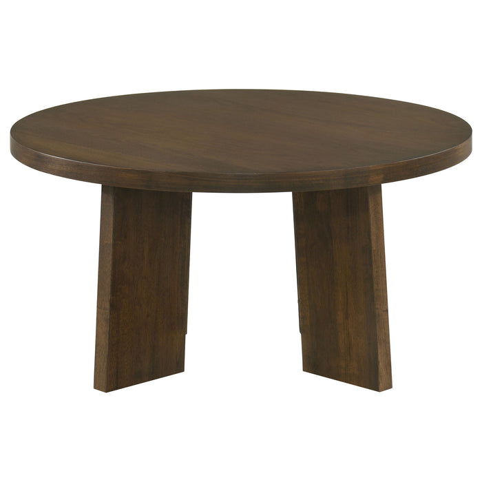 Strouse 3-Piece Round Coffee and End Table Set in Walnut