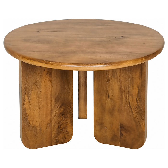 Dale Sculptural Round Solid Mango Wood End Table Honey Mango