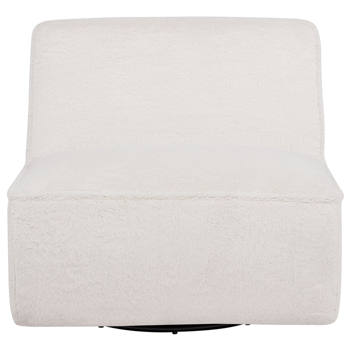 Badoer Faux Fur Swivel Accent Chair Ecru