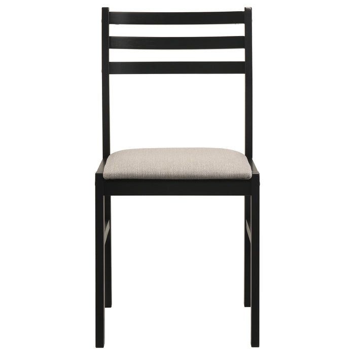 Sykes Fabric Upholstered Ladder Back Side Chair Black and Beige (Set of 2)