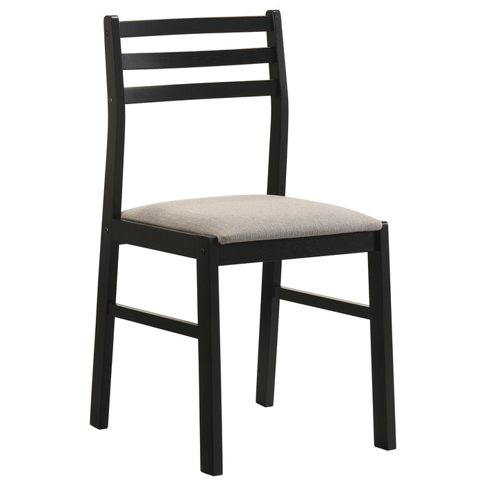 Sykes Fabric Upholstered Ladder Back Side Chair Black and Beige (Set of 2)