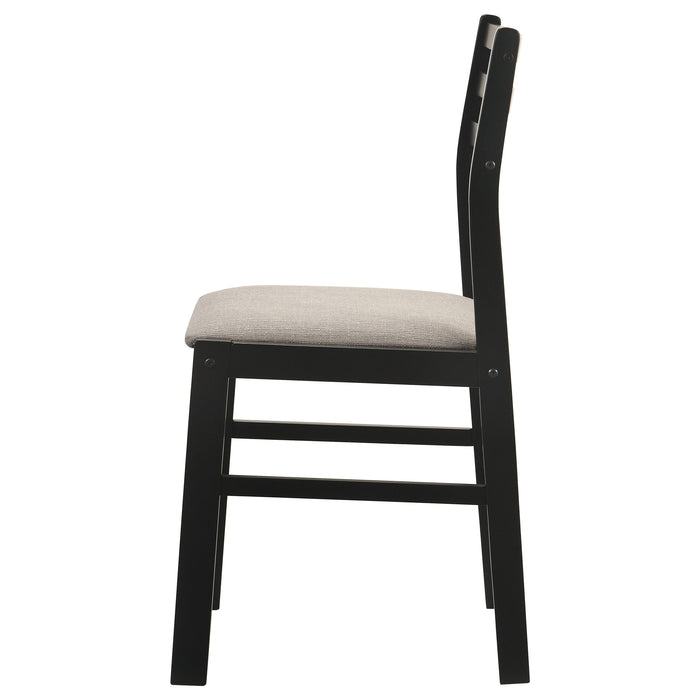 Sykes Fabric Upholstered Ladder Back Side Chair Black and Beige (Set of 2)