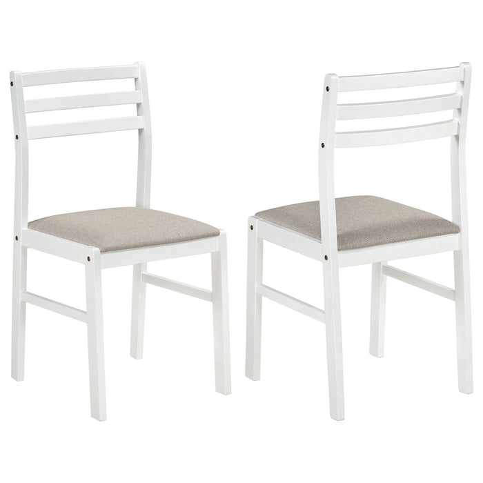 Sykes Fabric Upholstered Ladder Back Side Chair White and Beige (Set of 2)