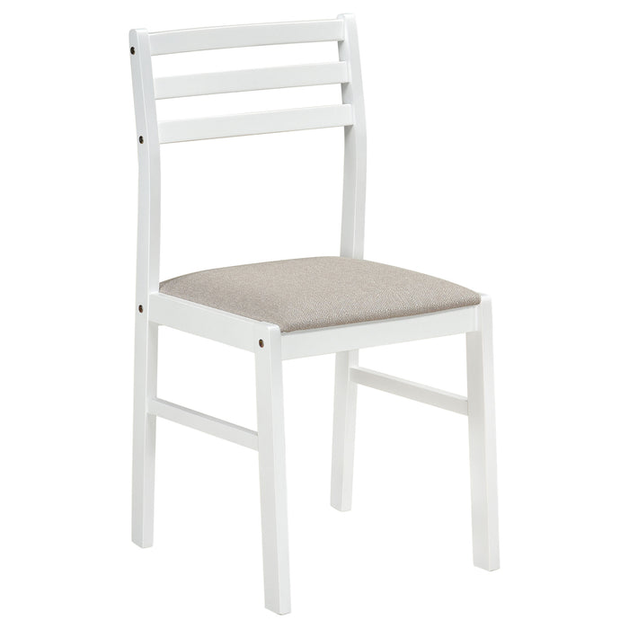 Sykes Fabric Upholstered Ladder Back Side Chair White and Beige (Set of 2)