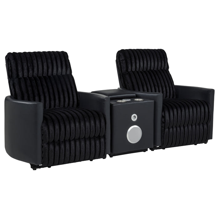 Madden 3-piece Corduroy Upholstered Manual Theater Seating Black