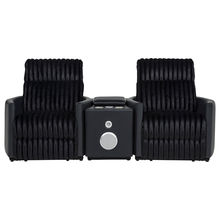 Madden 3-piece Corduroy Upholstered Manual Theater Seating Black