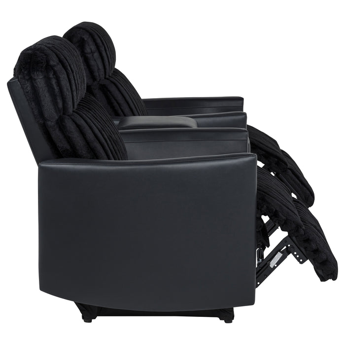 Madden 3-piece Corduroy Upholstered Manual Theater Seating Black