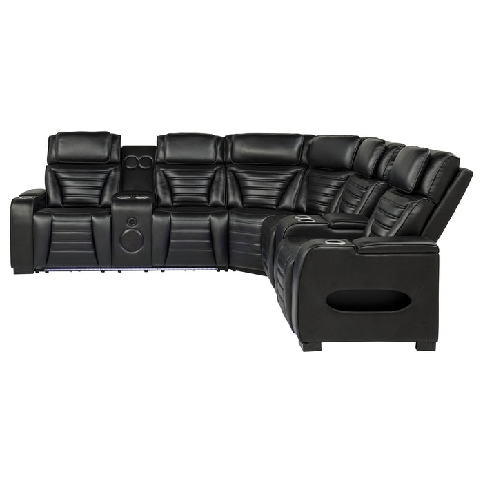 Zuma 3-Piece Dual Power Faux Leather Reclining Sectional Sofa Black