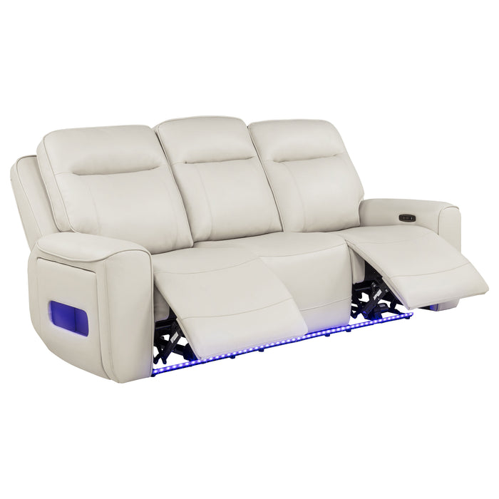 Rojas Dual Power Reclining Sofa with Drop-Down Console Greige
