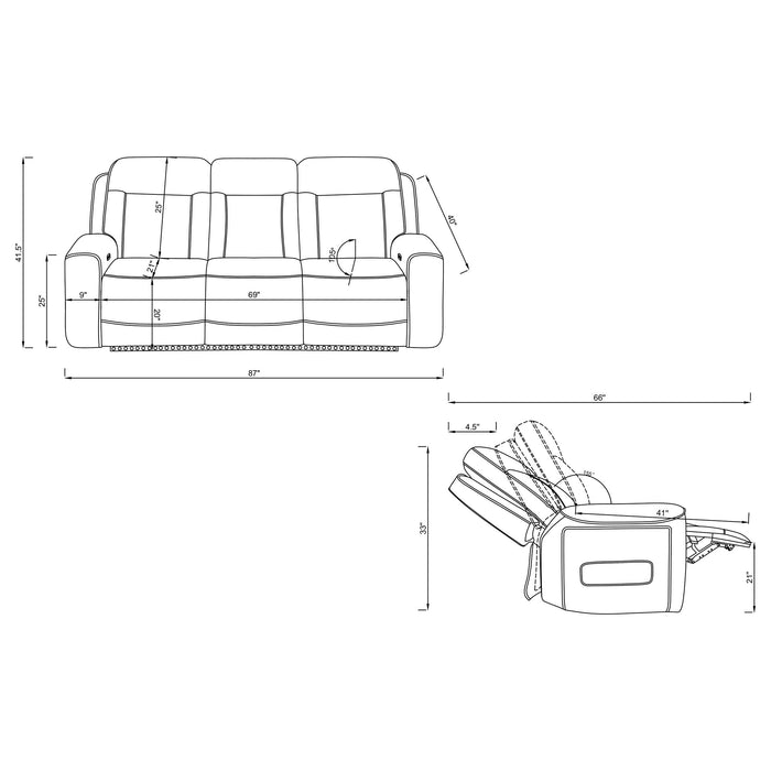 Rojas Dual Power Reclining Sofa with Drop-Down Console Greige