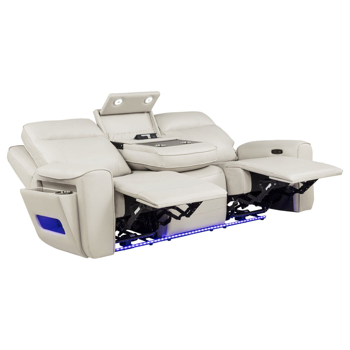 Rojas 2-Piece Dual Power Reclining Sofa Set with Drop-Down Console Greige