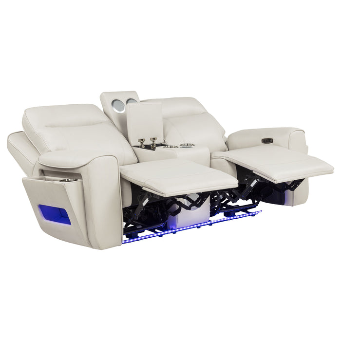 Rojas 2-Piece Dual Power Reclining Sofa Set with Drop-Down Console Greige