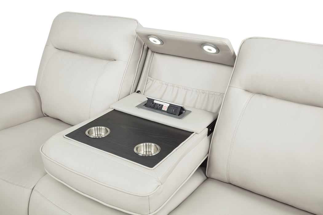 Rojas 3-Piece Dual Power Reclining Sofa Set with Drop-Down Console Greige
