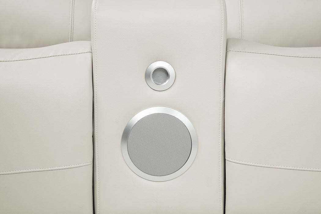 Rojas Dual Power Reclining Loveseat with Bluetooth Speakers Greige