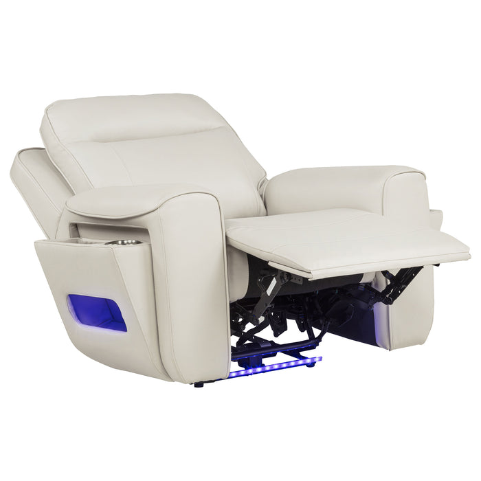 Rojas Dual Power Recliner with Cupholder Storage and LED Lighting Greige