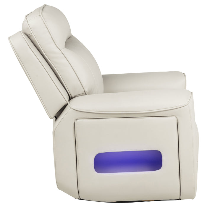 Rojas Dual Power Recliner with Cupholder Storage and LED Lighting Greige