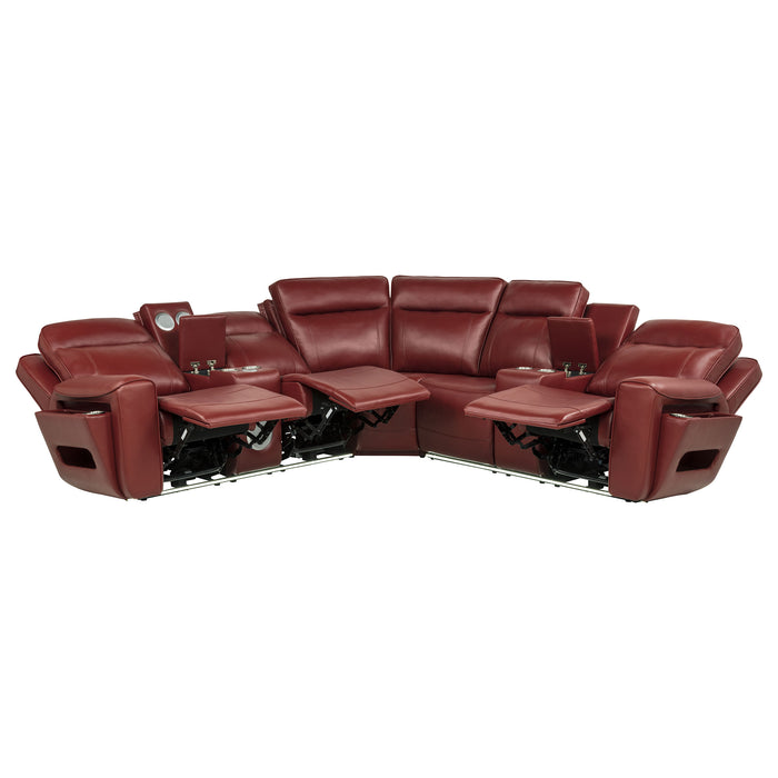Rojas 3-Piece Dual Power Reclining L-Shaped Sectional with Bluetooth Red