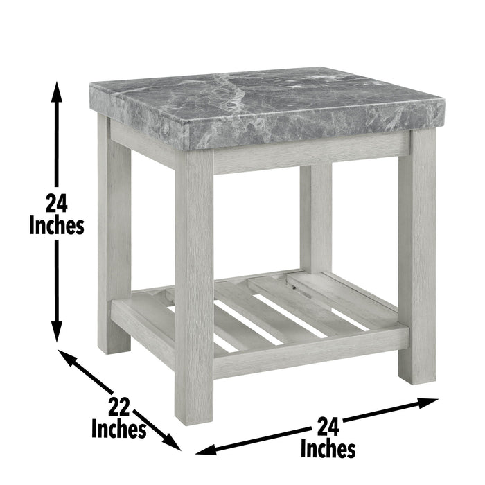 Canova - 3 Piece Gray Marble Table Set - White