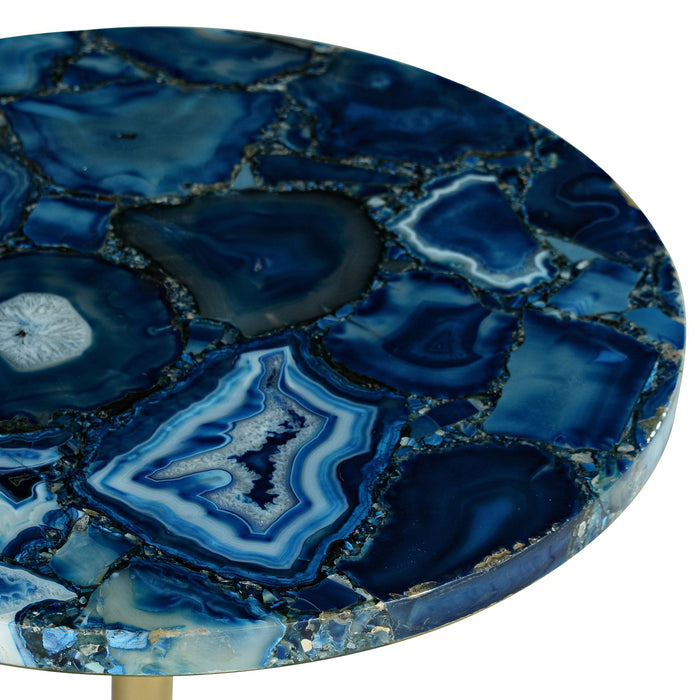 Oceana - Agate Top Round Chairside Table - Blue