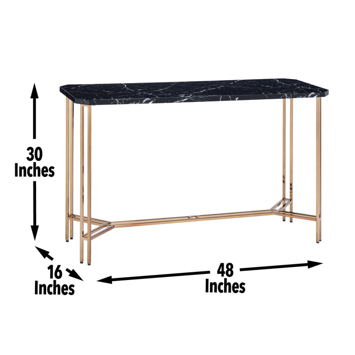 Daxton - Faux Marble Top Sofa Table - Black