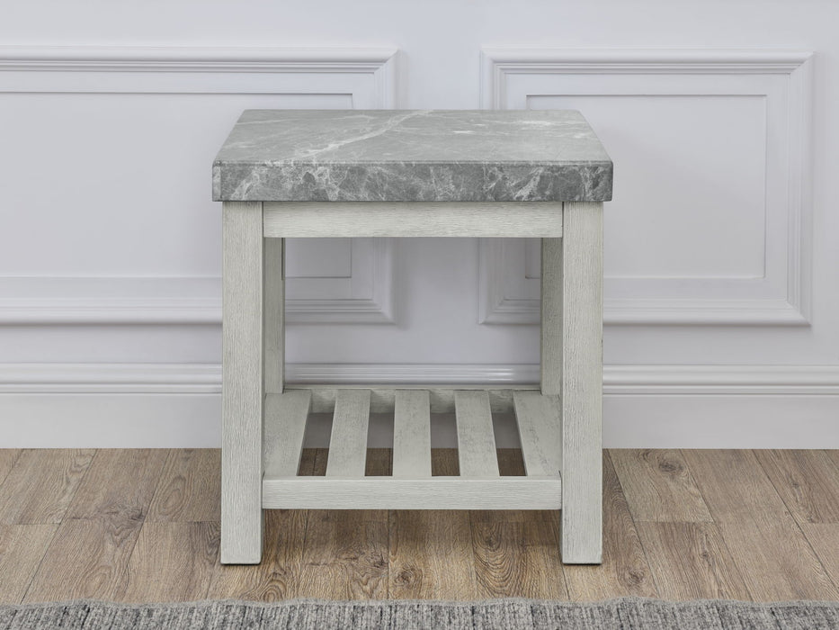 Canova - Gray Marble Top End Table - White