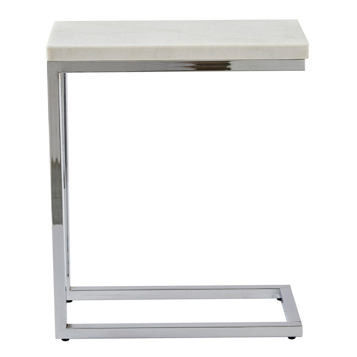 Echo - White Marble Top Chairside Table - White