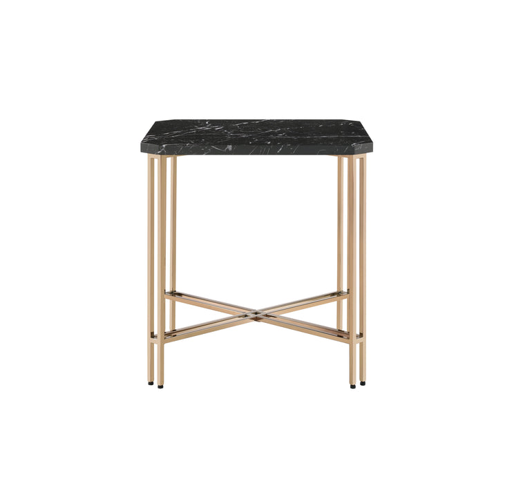 Daxton - Square End Table With Faux Marble Top - Black