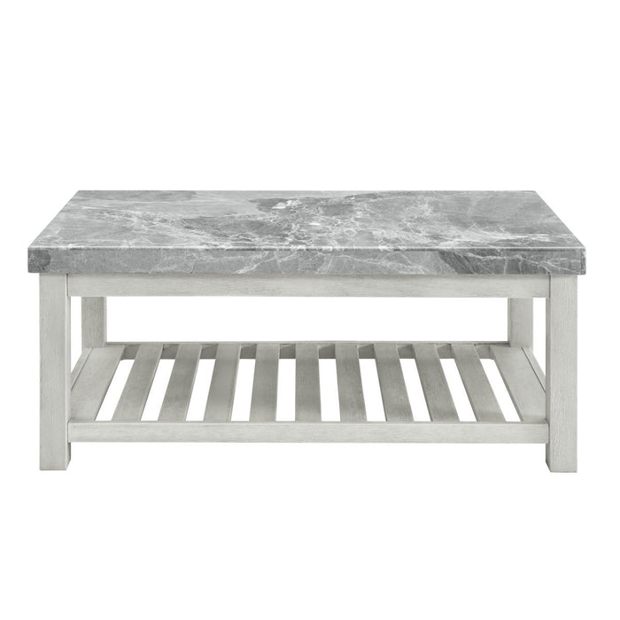 Canova - Gray Marble Top Coffee Table - White