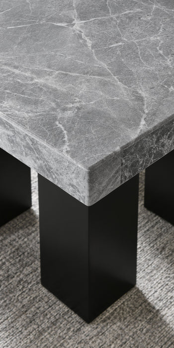Camila - Square Gray Marble Top Table - Dark Gray